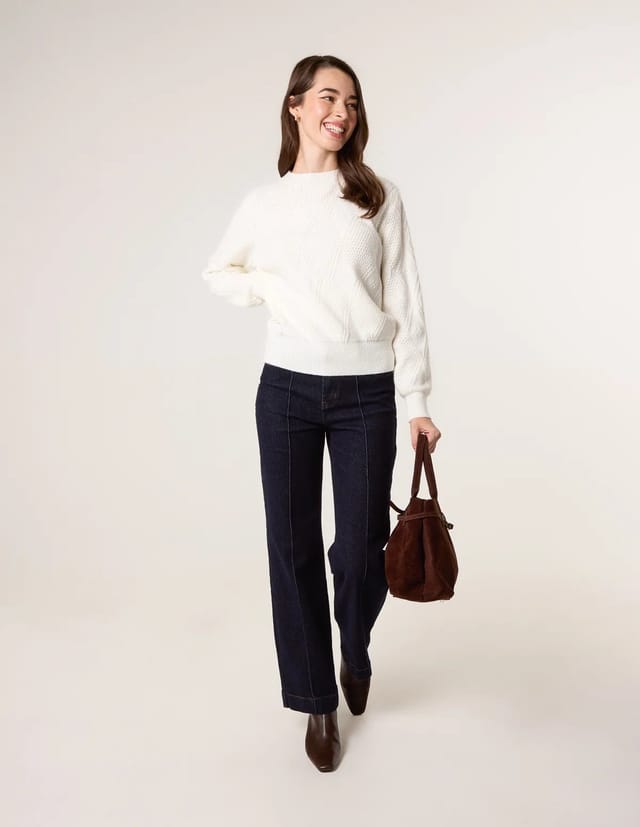 Blue Vanilla Argyle Texture Knit Jumper - 2