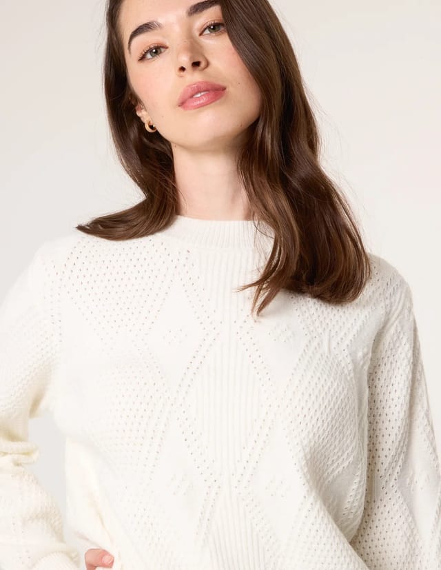 Blue Vanilla Argyle Texture Knit Jumper - 3