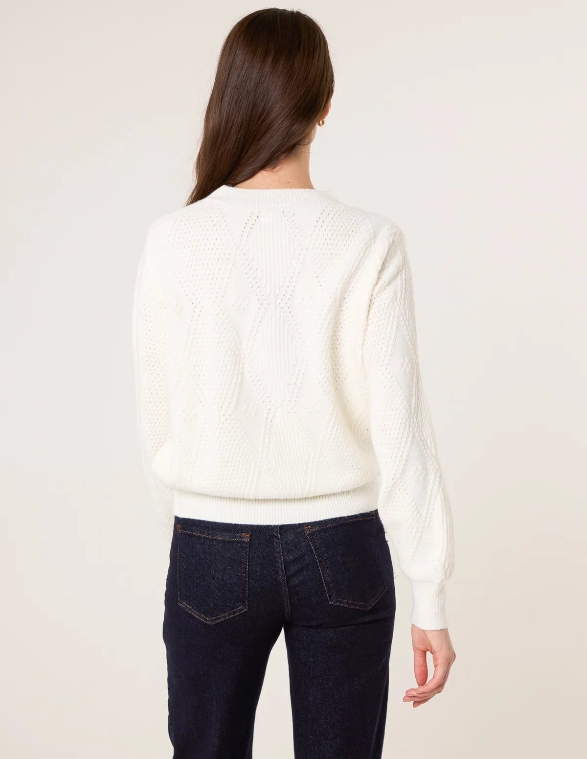 Blue Vanilla Argyle Texture Knit Jumper - 4