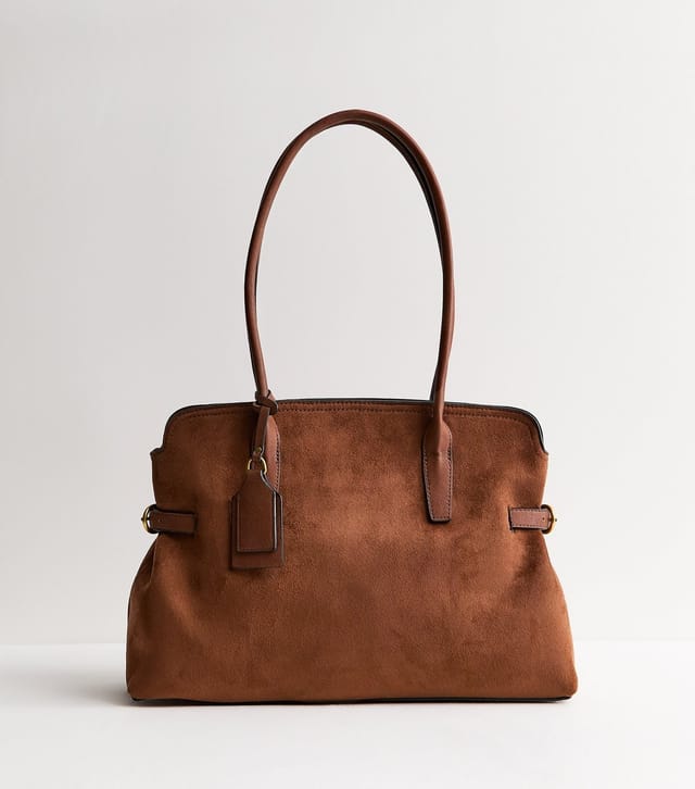 New Look Dark Brown Faux Suede Slouchy Tote Bag New Look - 2