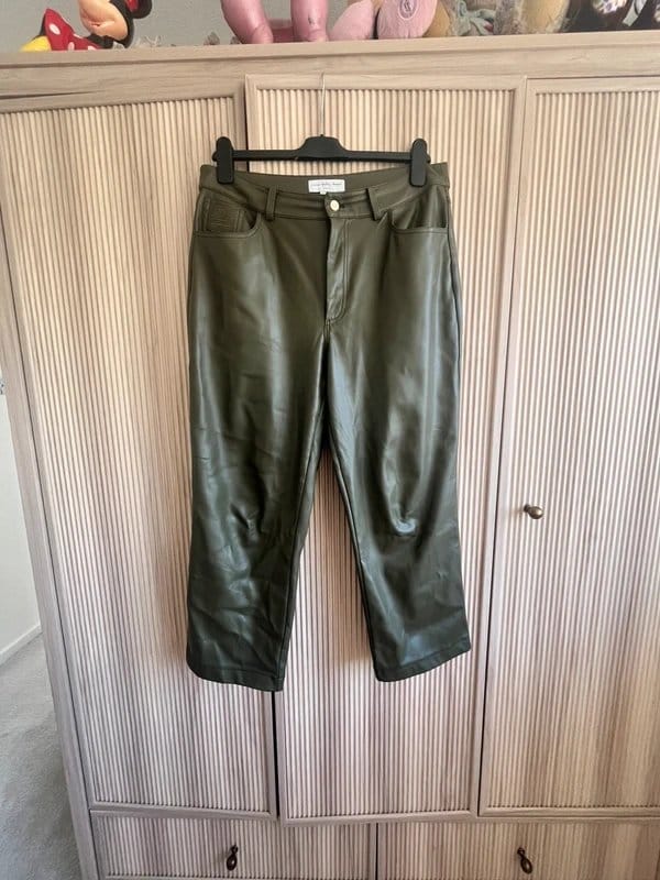 Never Fully Dressed Petite Khaki Leather Pants