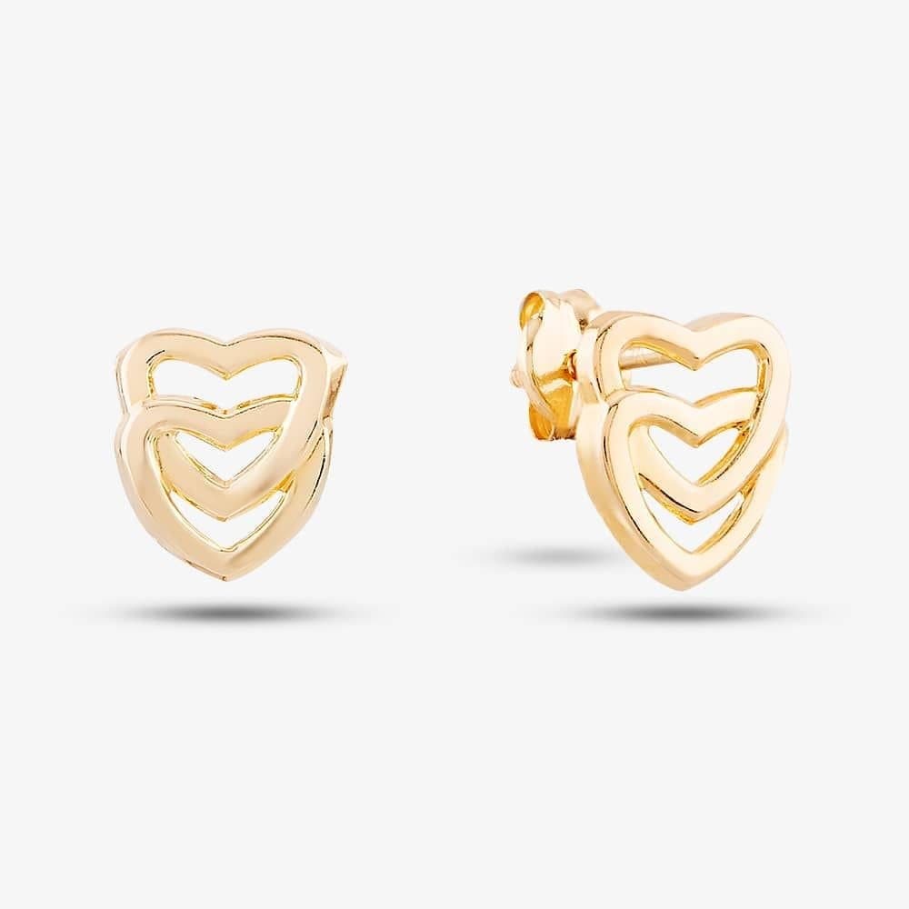 T.H.Baker T.H.Baker Women's 9ct Yellow Gold Entwined Heart Stud Earrings 1.55.7529