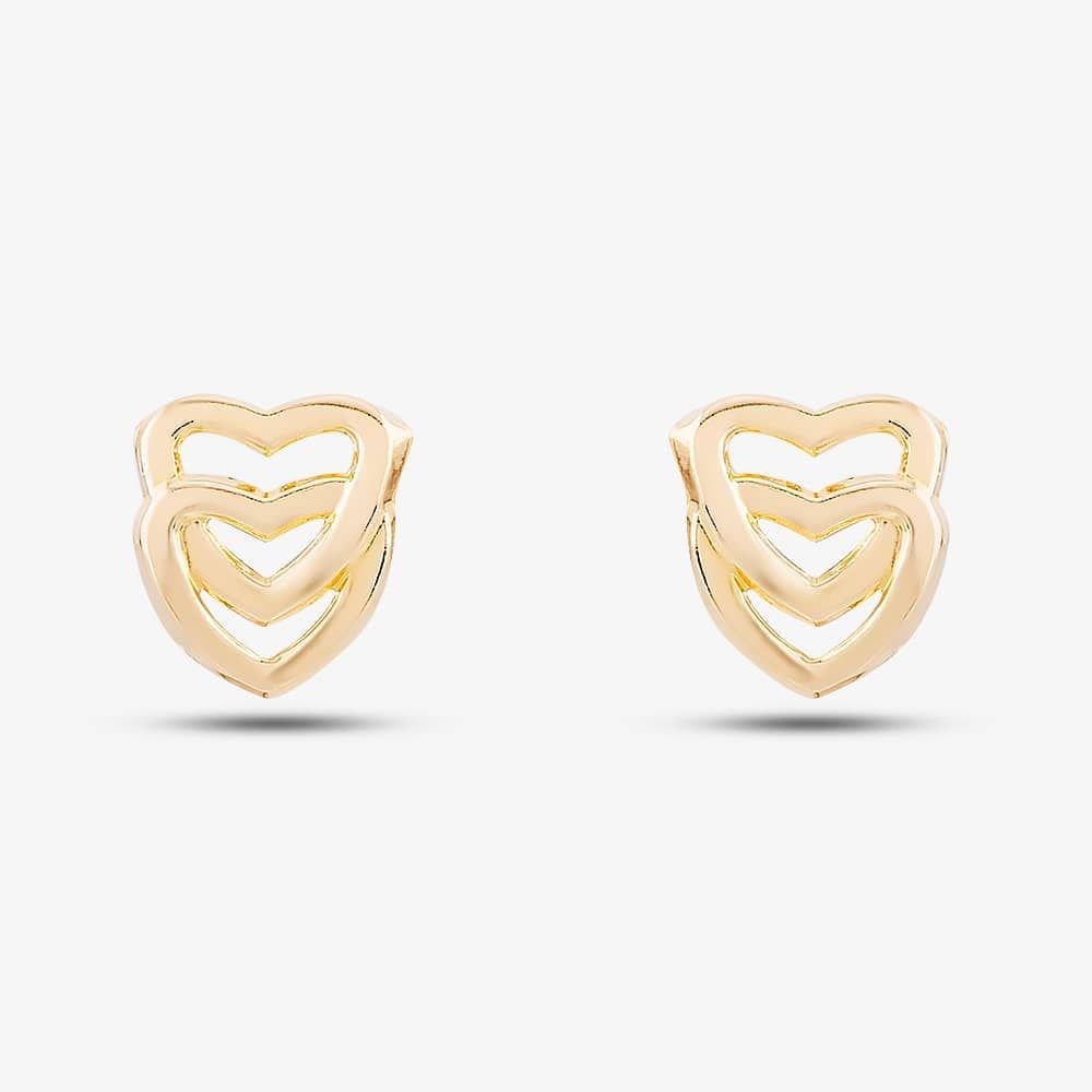 T.H.Baker T.H.Baker Women's 9ct Yellow Gold Entwined Heart Stud Earrings 1.55.7529 - 3