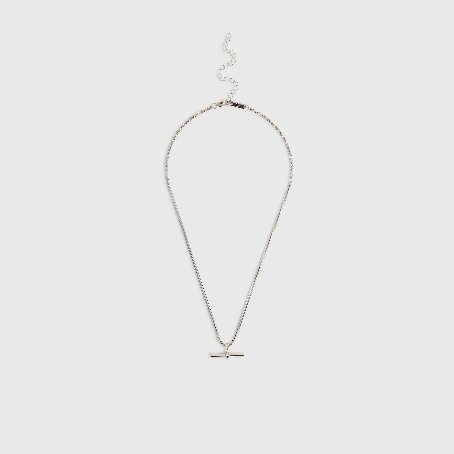 River Island Mens River Island Silver Stainless Steel T-Bar Necklace