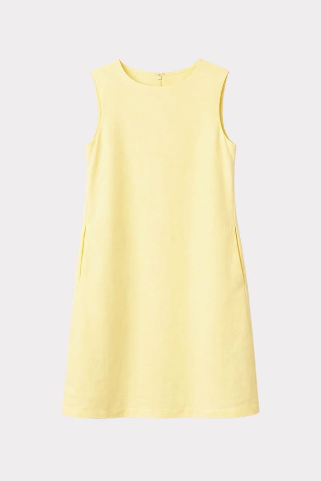 Kettlewell Kettlewell Women's Sleeveless Linen Shift Dress in Lemon - 2