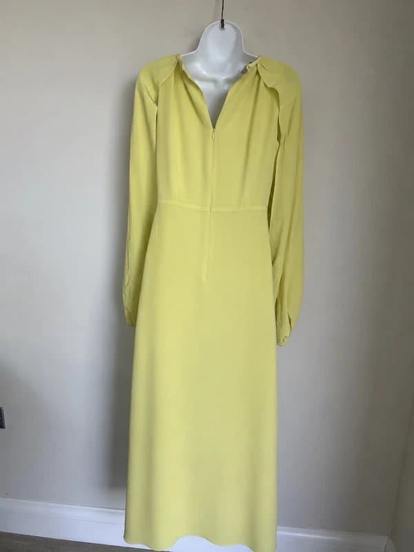 Hobbs * NEW * (no tags / tried on) Hobbs Acacia Silk Yellow Open Sleeve Long Dress-  UK 10- RRP £329
