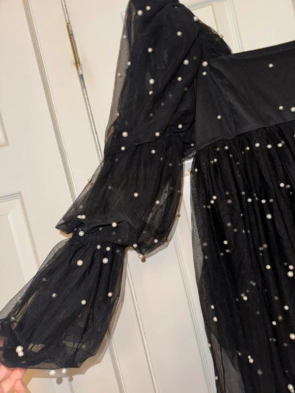 ASOS ASOS Luxe- Pearl Embellished Tulle Dress - Size 12