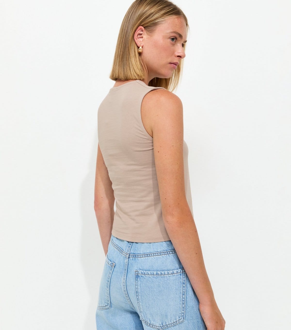 New Look Women's Mink Cotton Rich Cropped Sleeveless Tank Top New Look - 4