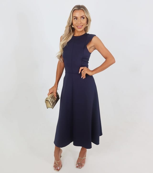 AX Paris Women's Navy Round Neck A-Line Midi Dress AX Paris New Look - 2