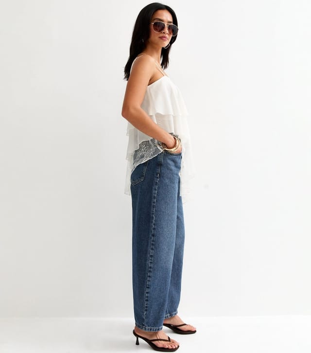 New Look Women's Petite Vintage Tint Blue Barrel Leg Jeans New Look - 3