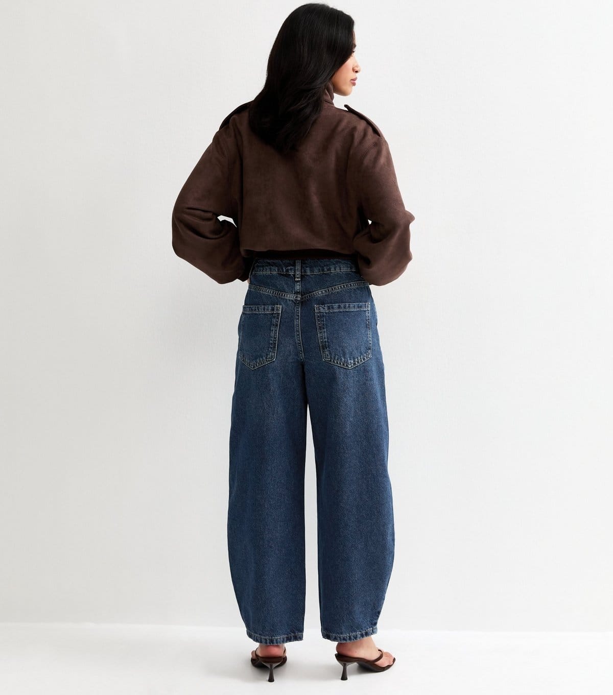 New Look Women's Petite Vintage Tint Blue Barrel Leg Jeans New Look - 4