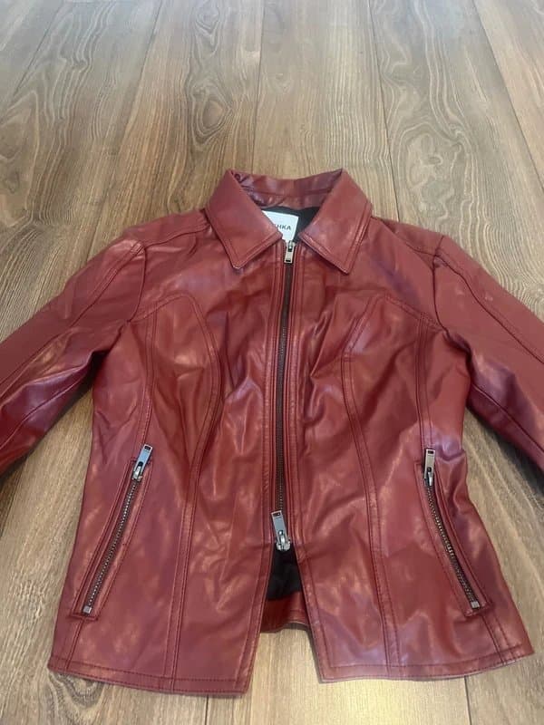 Bershka Cherry red faux leather jacket