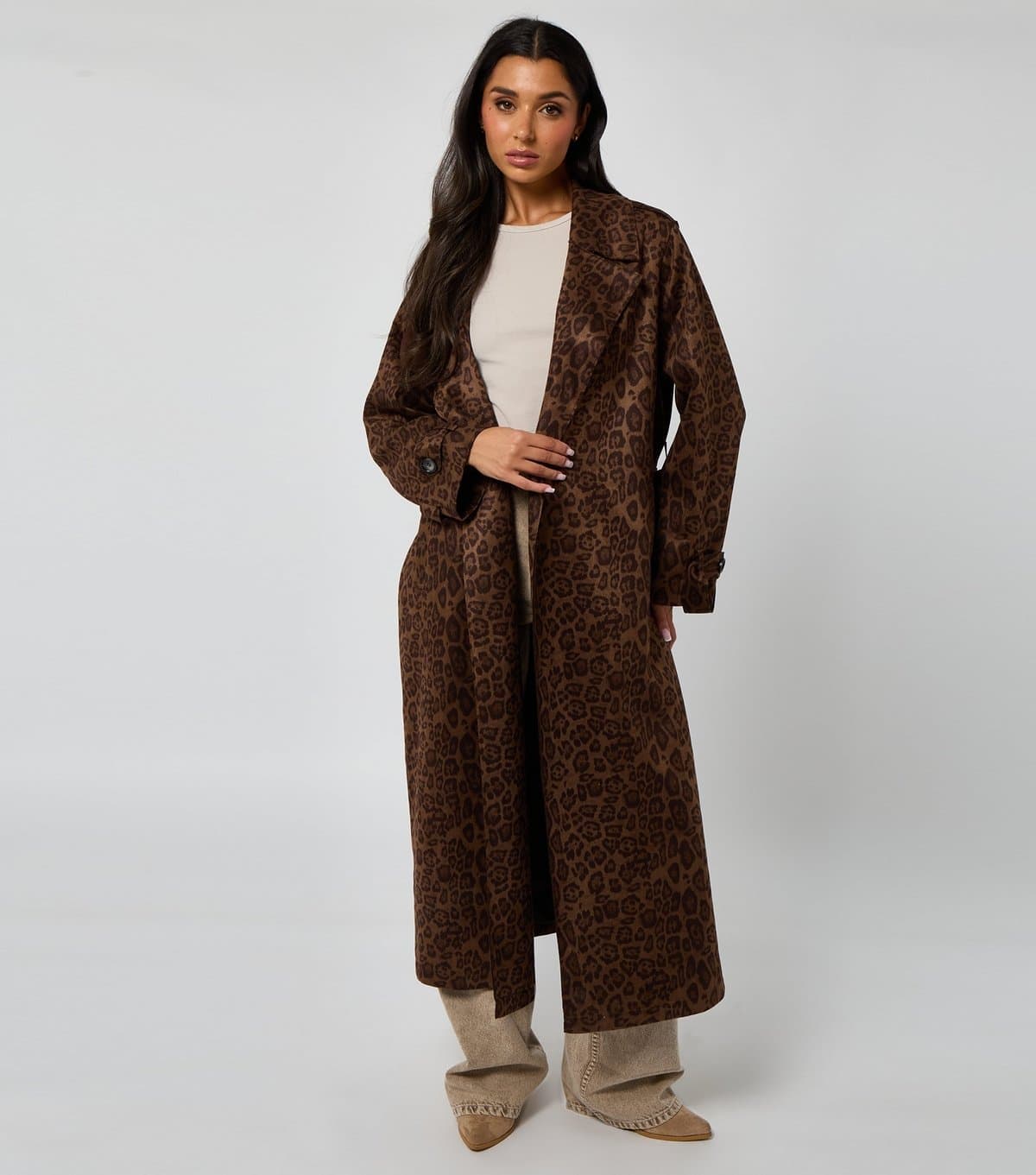 Urban Bliss Women's Brown Leopard Print Trench Coat Urban Bliss New Look