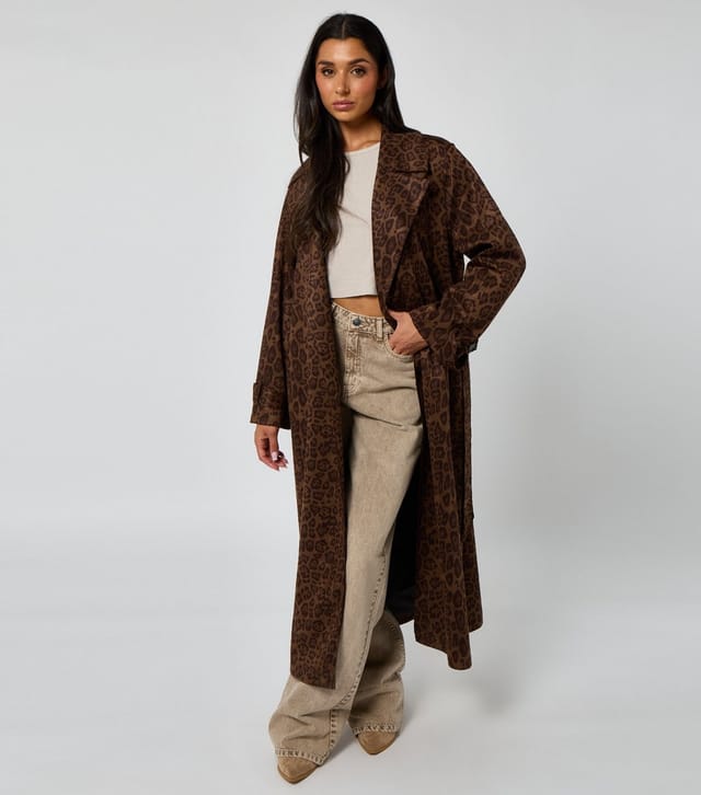Urban Bliss Women's Brown Leopard Print Trench Coat Urban Bliss New Look - 2