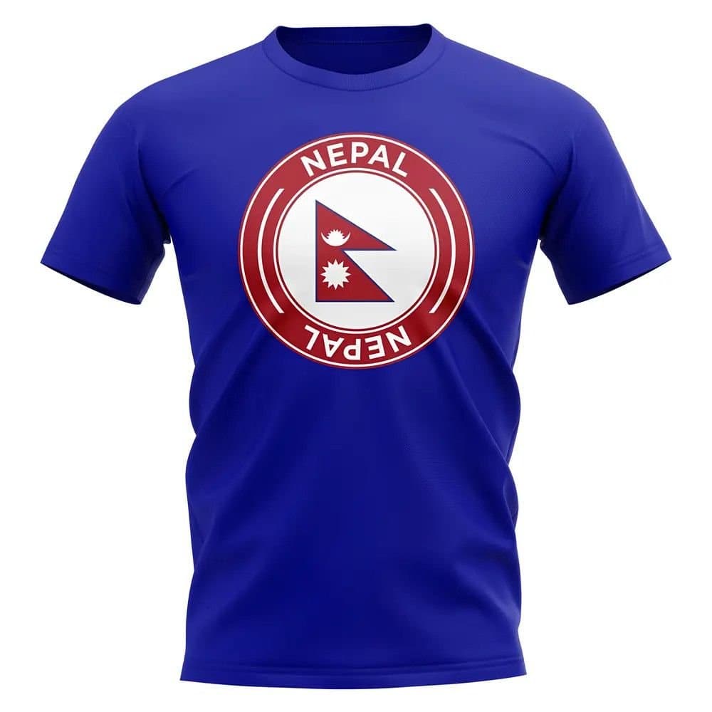 Nepal Nepal Men's Personalised Football Badge T-Shirt Royal in Blue