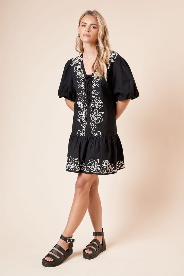 Dorothy Perkins Dorothy Perkins Women's Petite Cornelli Poplin Mini dress in Black - 2