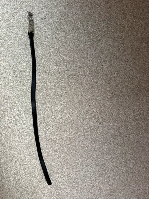 Prada Prada Silver Logo Buckle Black Leather Belt