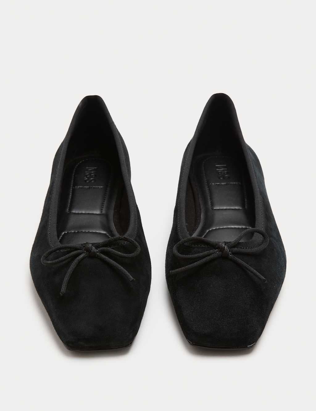 Marks & Spencer M&S Suede Flat Square Toe Ballet Pumps Black