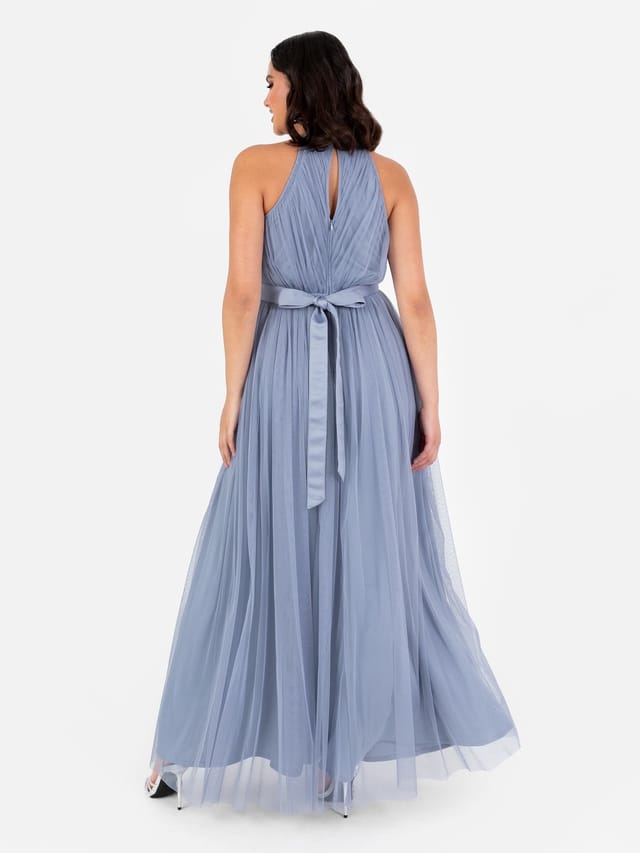 Anaya with Love Anaya with Love Women's Halter Neck Maxi Dress in Duck Egg Blue - 3
