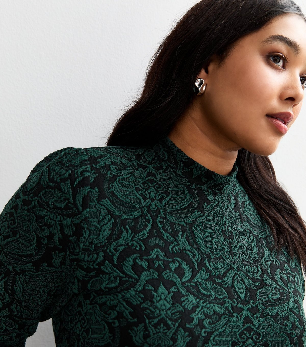 New Look Women's Plus Size Green Jacquard Mini Dress Curves New Look - 2