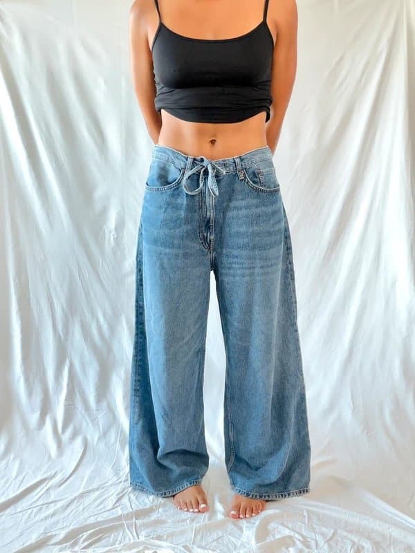 COS COS light blue wide leg tie waist jeans EUR 36