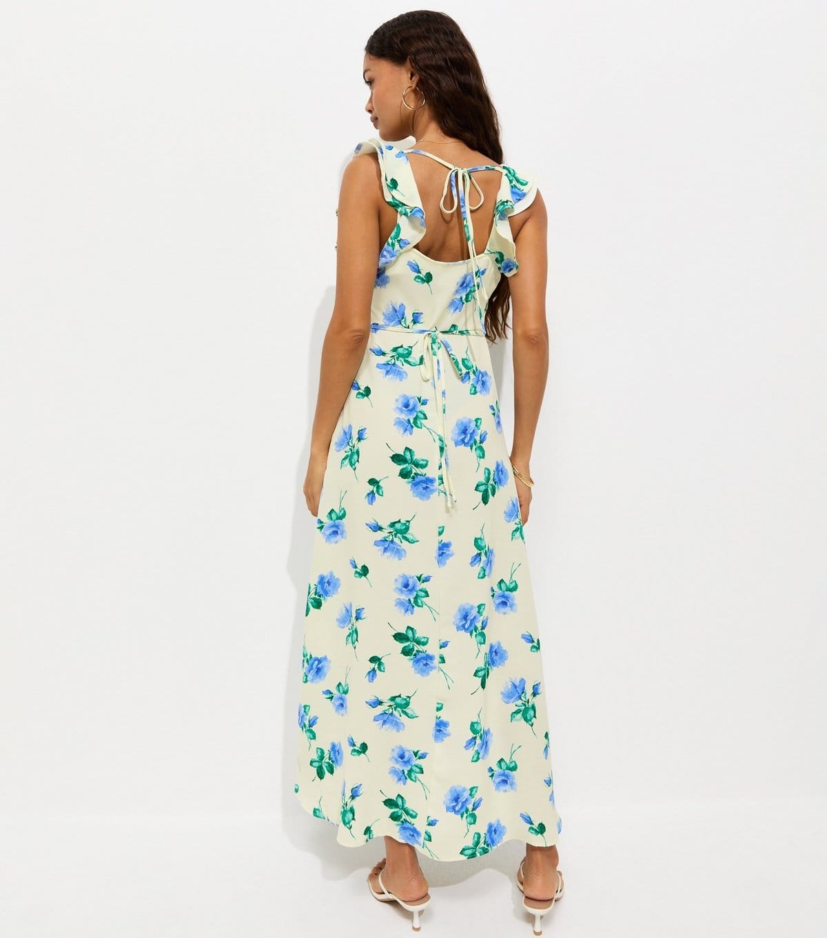 New Look Women's Petite Cream Floral Ruffled Square Neck Midi Dress New Look - 4