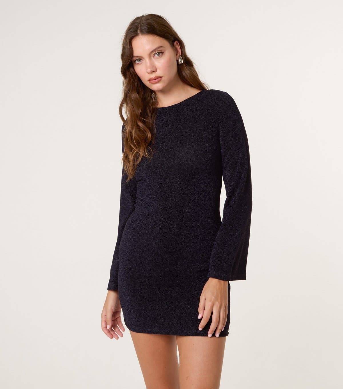 Blue Vanilla Women's Navy Glitter Mini Dress Blue Vanilla New Look