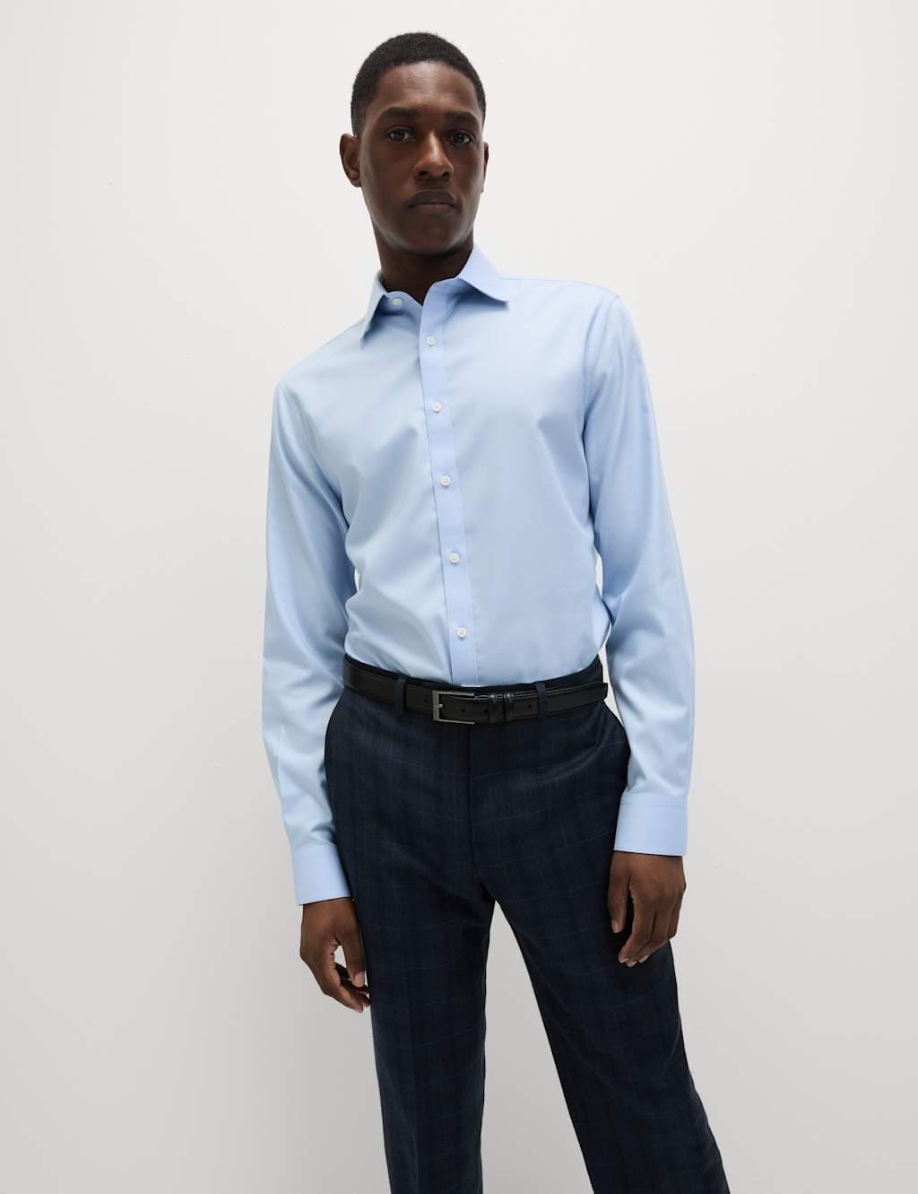Marks & Spencer M&S Light Blue Cotton Slim Fit Shirt