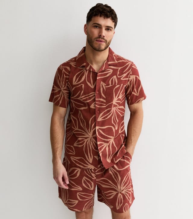 New Look Men's Short Sleeve Reg Longline Floral Sketch Shirt New Look - 2