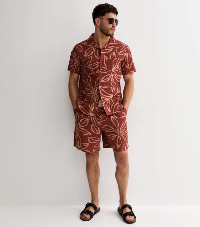 New Look Men's Short Sleeve Reg Longline Floral Sketch Shirt New Look - 3