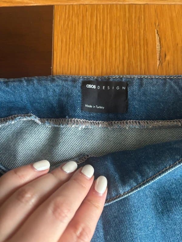 ASOS Design ASOS front button over lap detail denim skirt