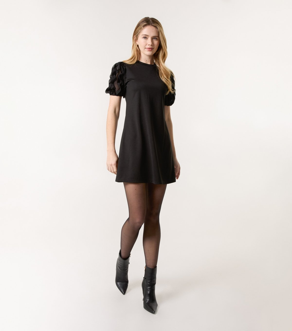 Blue Vanilla Women's Black Textured Sleeve Dress Blue Vanilla New Look - 2