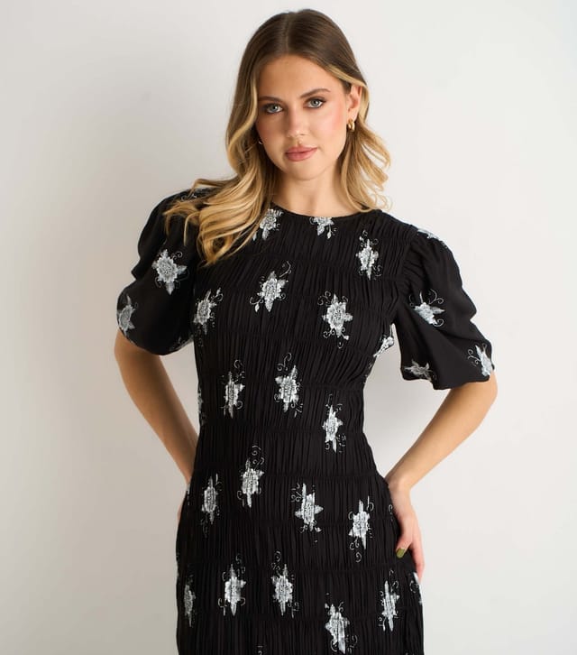 Gini London Women's Black Paisley Print Ruched Midi Dress Gini London New Look - 2