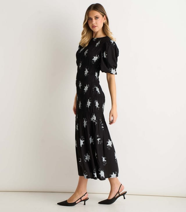 Gini London Women's Black Paisley Print Ruched Midi Dress Gini London New Look - 3