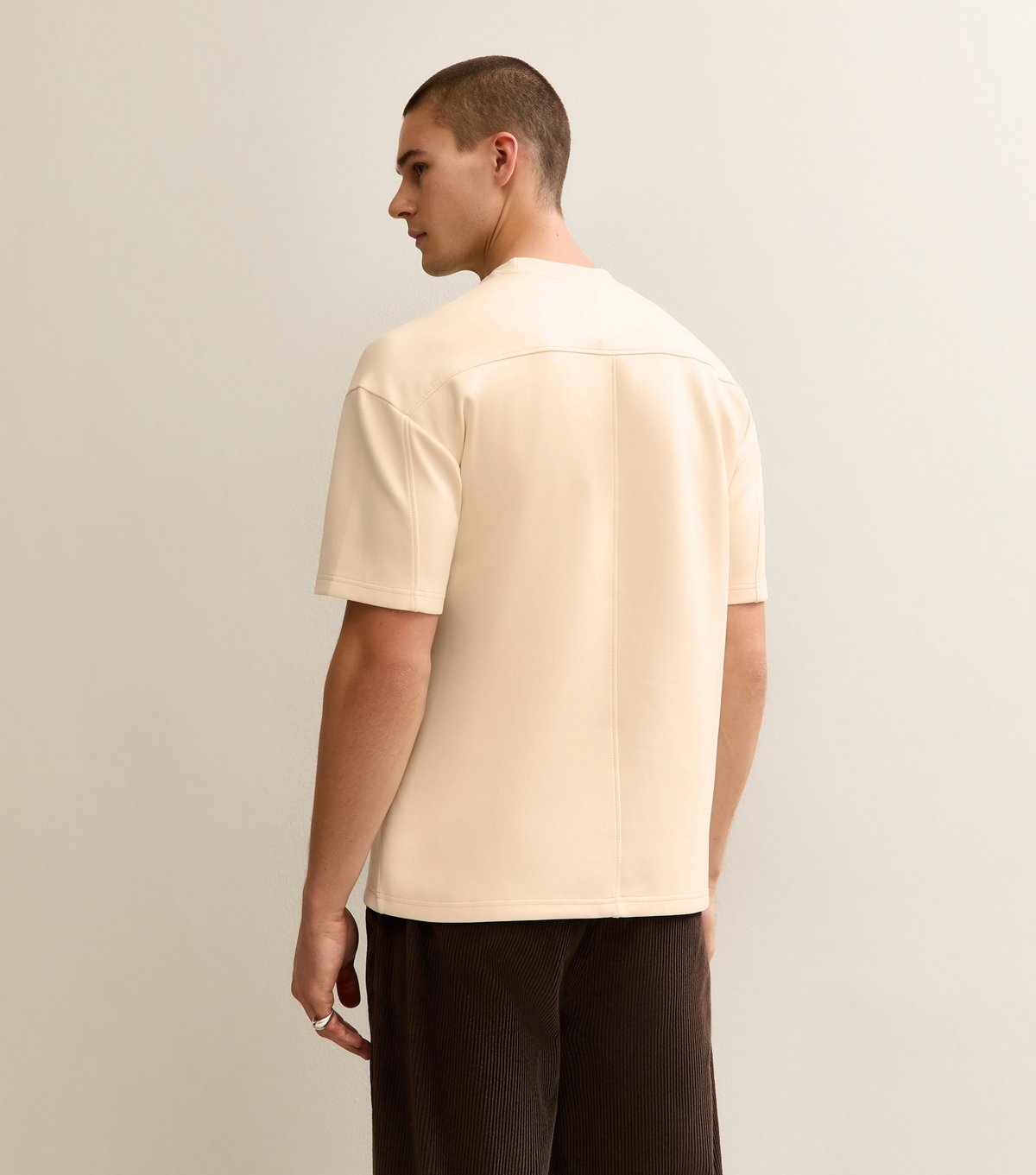 New Look Men's Off White Oversized Short Sleeve T-Shirt New Look - 4