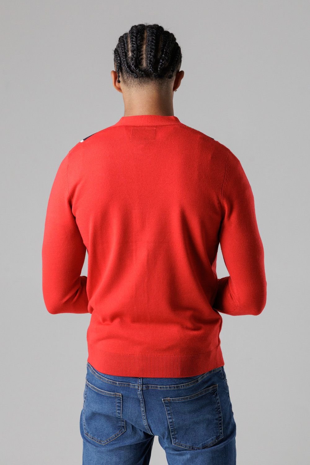 Tokyo Laundry Tokyo Laundry Men's Festive Jacquard V-Neck Cardigan in Red - 2