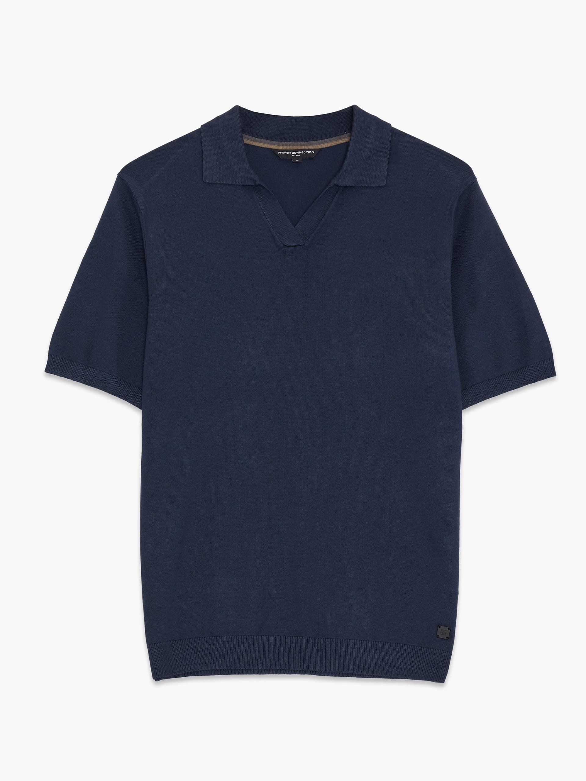 French Connection Navy Short Sleeve Knit Trophy Polo Shirt Navy