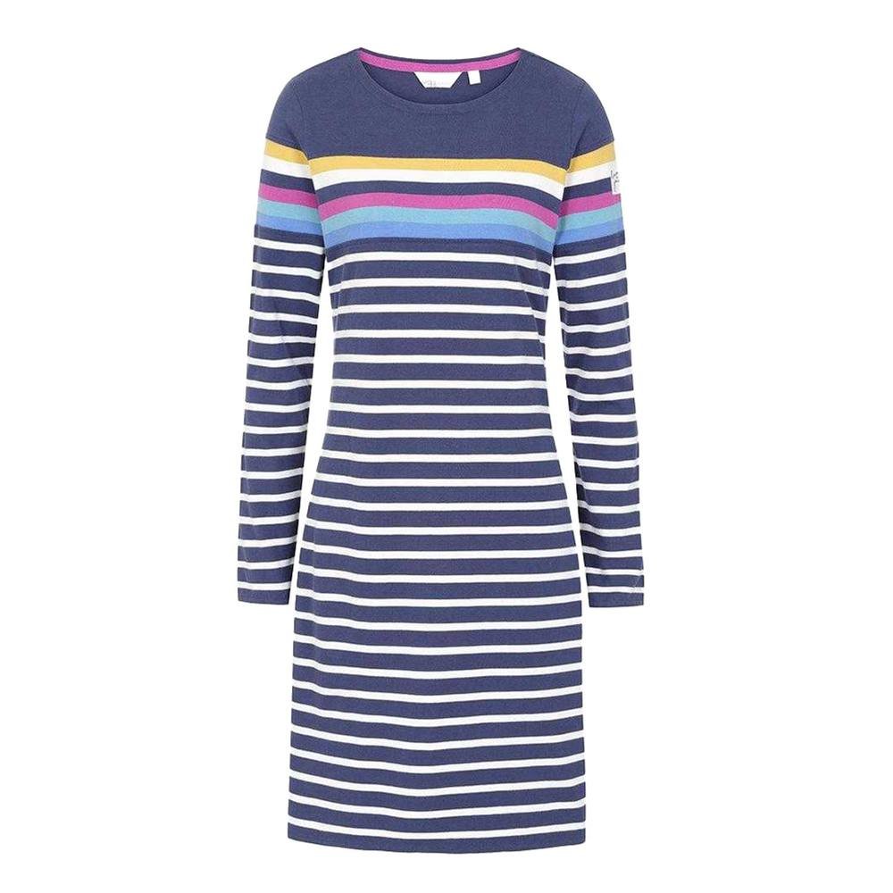 Lazy Jacks Lazy Jacks Women's Prism Stripes Long-Sleeved T-Shirt Dress in Navy - 2