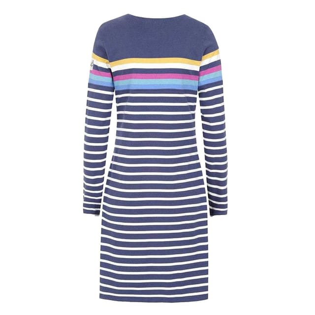 Lazy Jacks Lazy Jacks Women's Prism Stripes Long-Sleeved T-Shirt Dress in Navy - 2