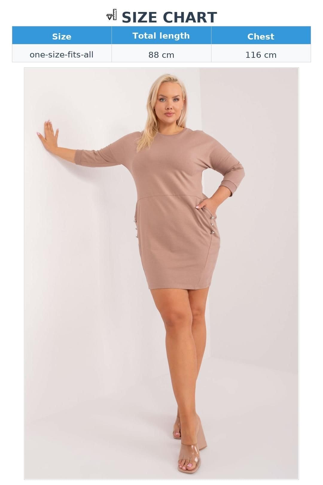 Love Lace Love Lace Women's Cotton Knee Length Plus Size Dress Pockets in Taupe - 4