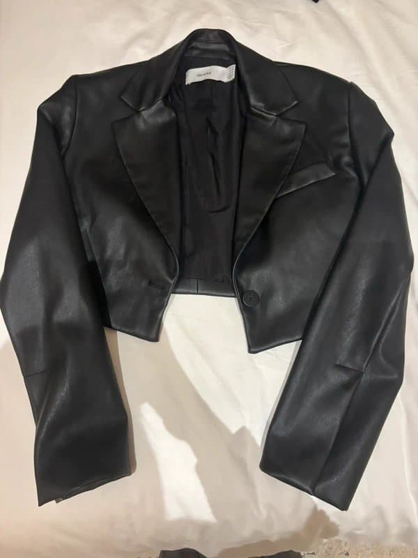 Bershka Bershka black faux leather jacket