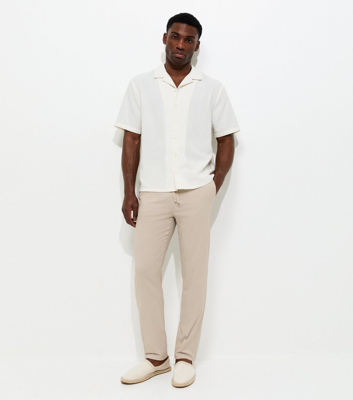 Only and Sons Men's Stone Regular Cotton Rich Tapered Trousers Only and Sons New Look - 2