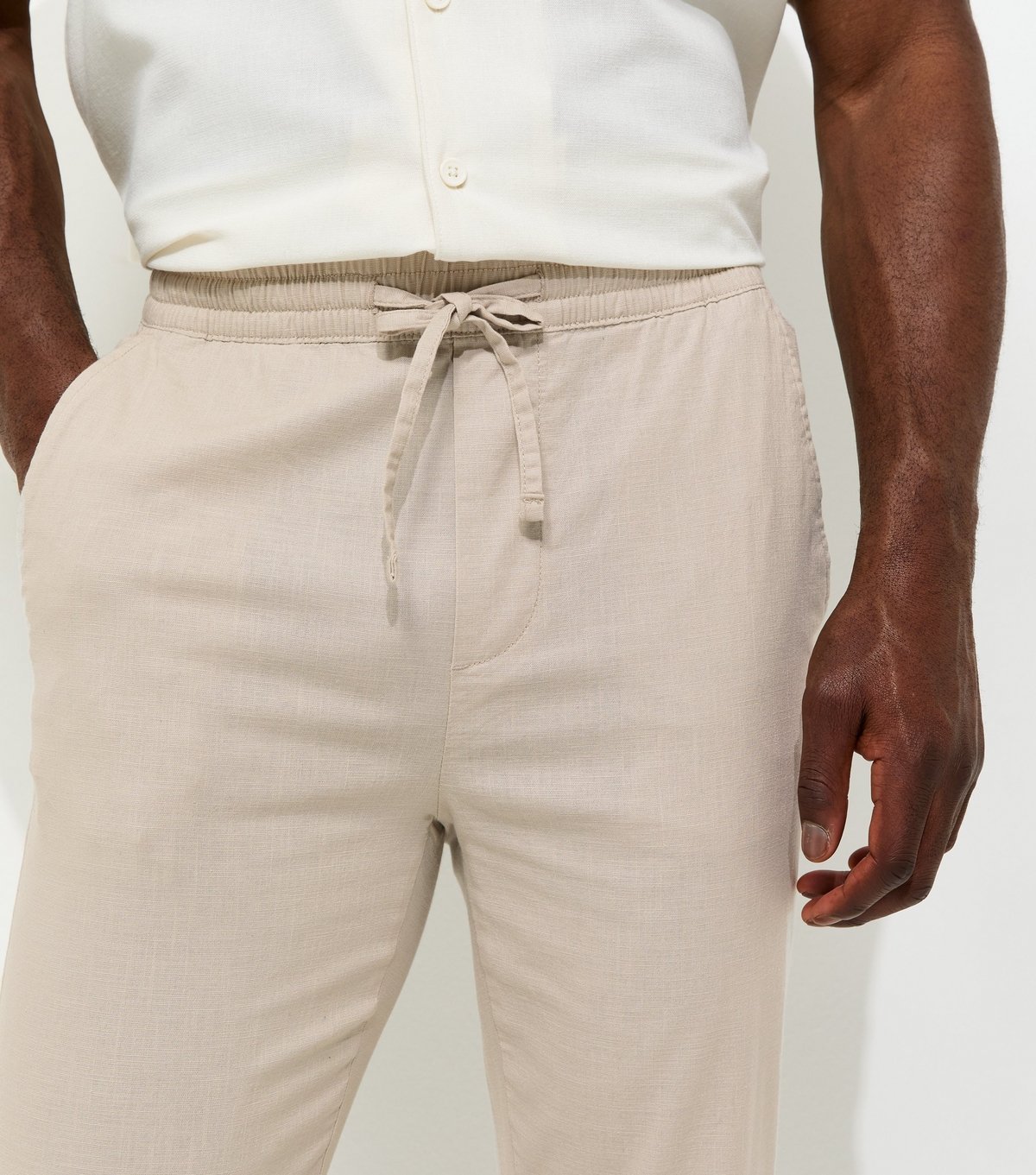 Only and Sons Men's Stone Regular Cotton Rich Tapered Trousers Only and Sons New Look - 3