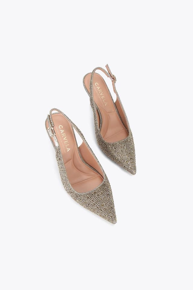 Carvela Carvela Women's 'Spirit Sling Jewel' Fabric Heels in Gold - 2