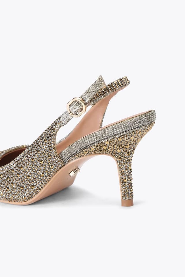 Carvela Carvela Women's 'Spirit Sling Jewel' Fabric Heels in Gold - 3