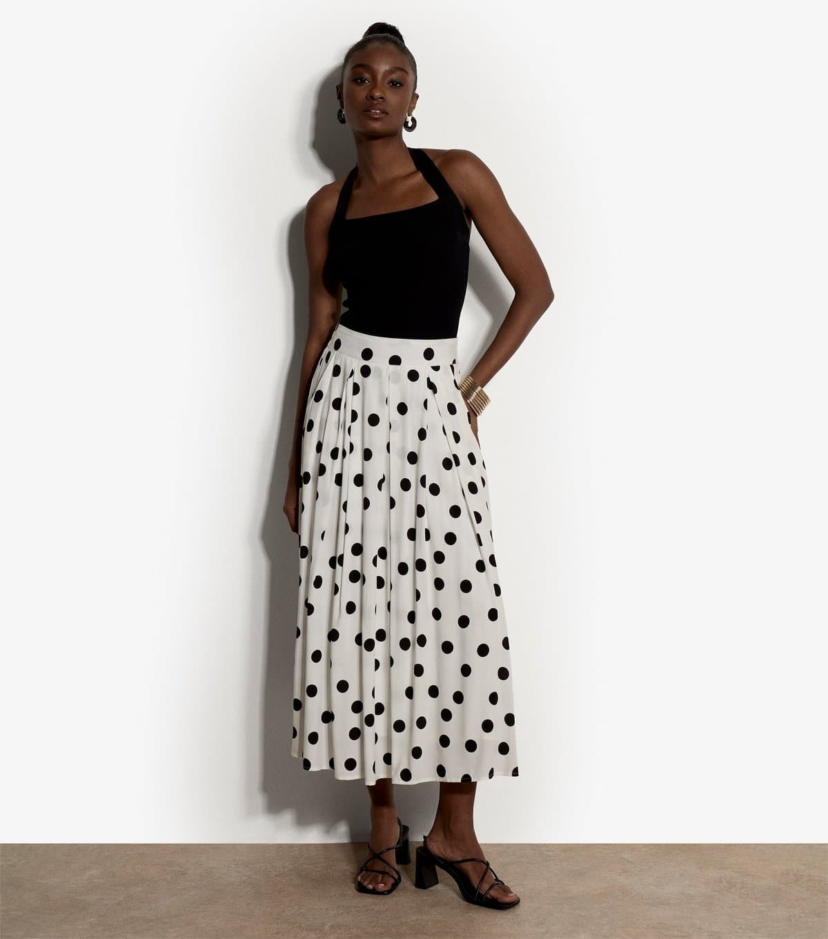 Apricot Women's White Polka Dot Midi Skirt Apricot New Look