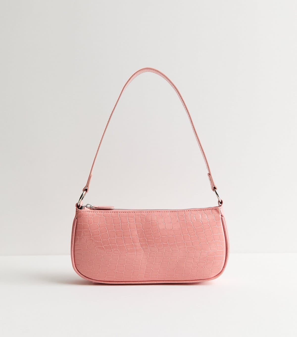 New Look New Look Light Pink Faux Leather Crocodile Embossed Shoulder Bag