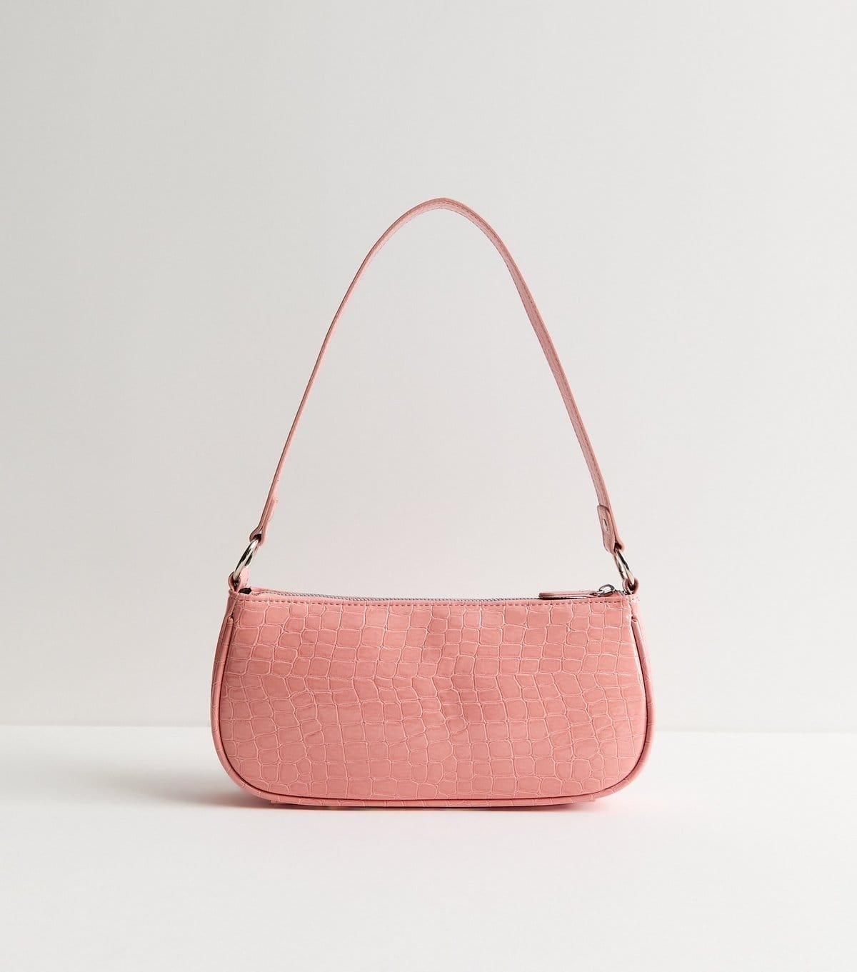 New Look Light Pink Faux Leather Crocodile Embossed Shoulder Bag Vegan New Look - 4