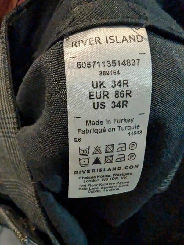 River Island Mens River Island Grey Check Slim Fit Stretch Suit - 40R/34R