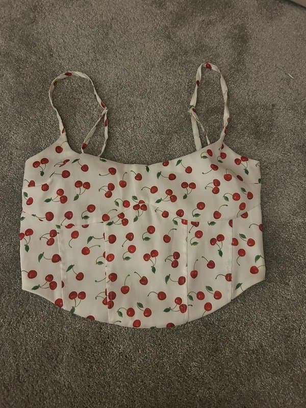 Bershka cherry crop top